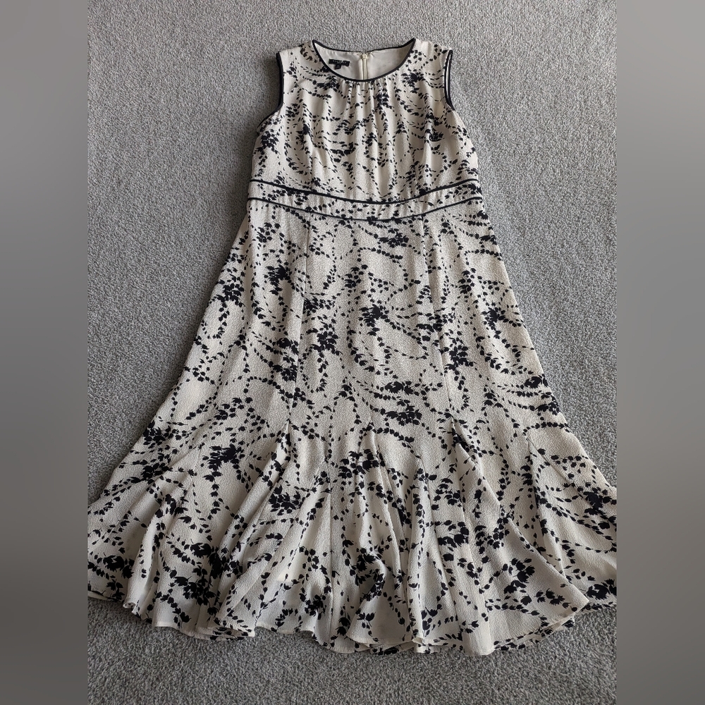 Talbots Black and Cream Floral Midi Dress - Picture 3 of 9